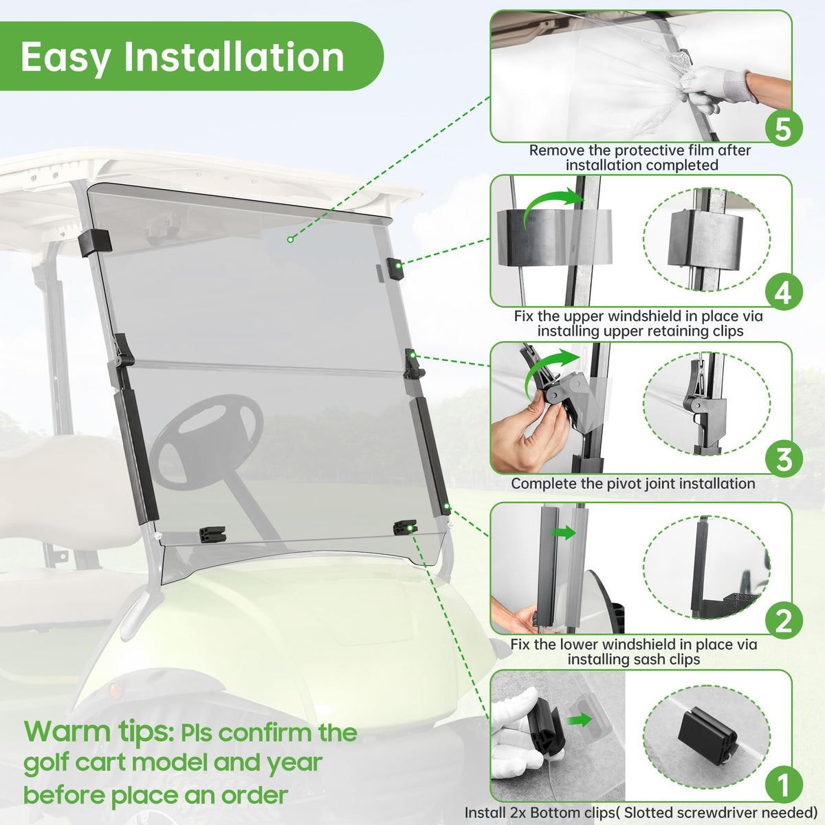 10L0L windscreen with included clips for drill-free installation on Yamaha G29.