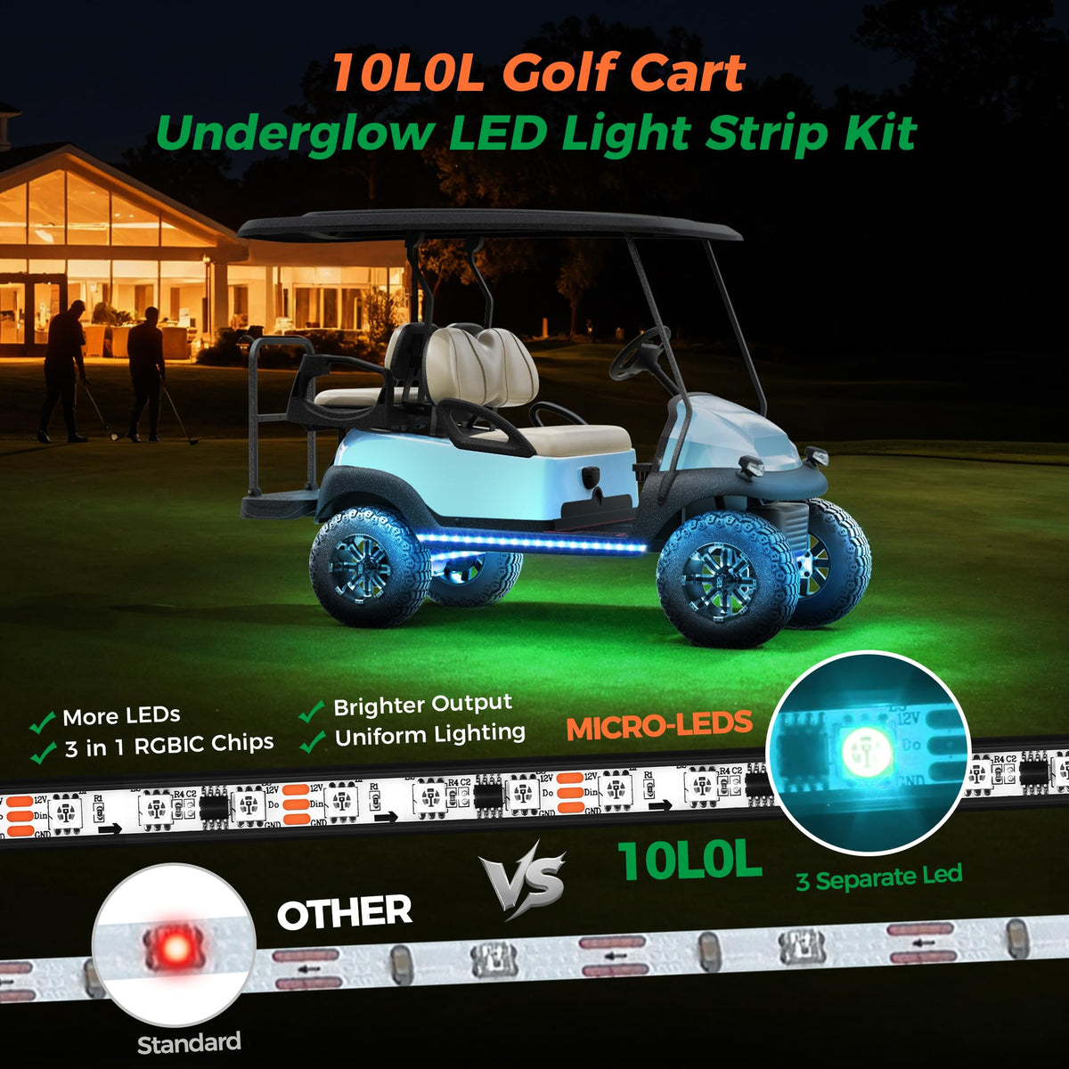 10L0L wireless remote in use demonstrates easy color and mode changes.