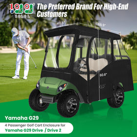 10L0L enclosure with side mirror openings for easy visibility on the Yamaha cart