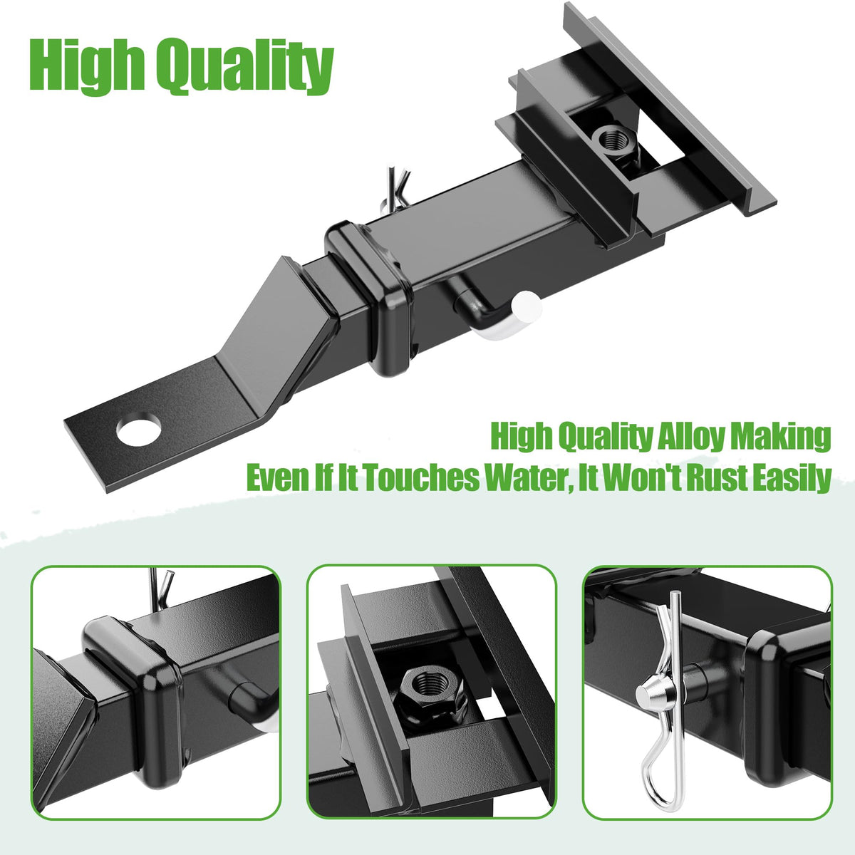 10L0L front-view installation shows robust hitch ready for towing trailers