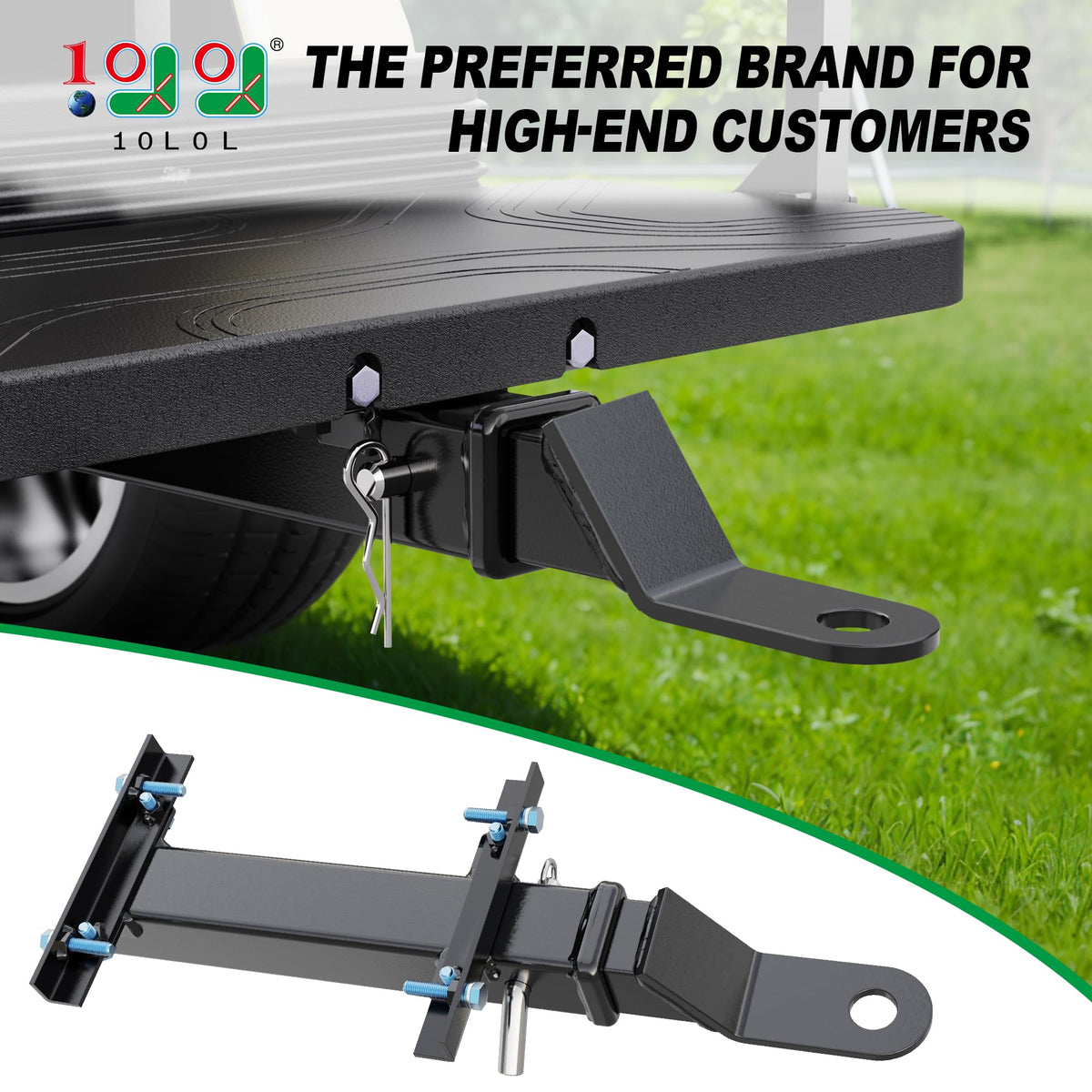 10L0L hitch showing compatibility with Yamaha EZGO Club Car carts