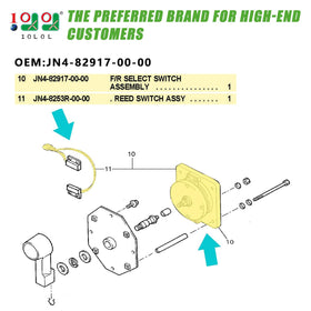 Close-up of the 10L0L switch assembly ready for Yamaha G14/G16 compatibility.