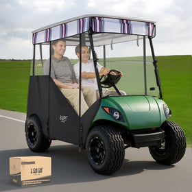 10L0L Yamaha G29 track enclosure front view with two-passenger fit and weather protection