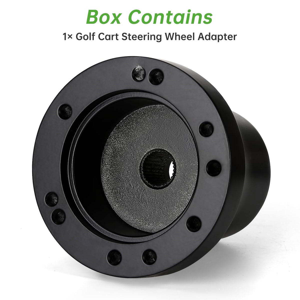 Stylish black finish upgrade for Yamaha golf cart steering wheel.