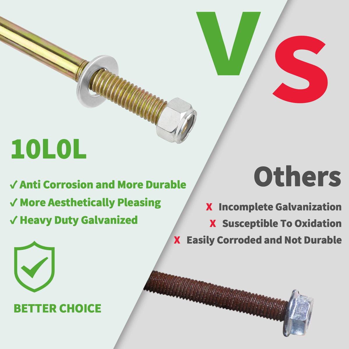 10L0L zinc-plated battery hold-down rod resists corrosion and extends component life.