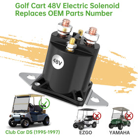 Zinc-plated steel case protects the solenoid in rugged cart use
