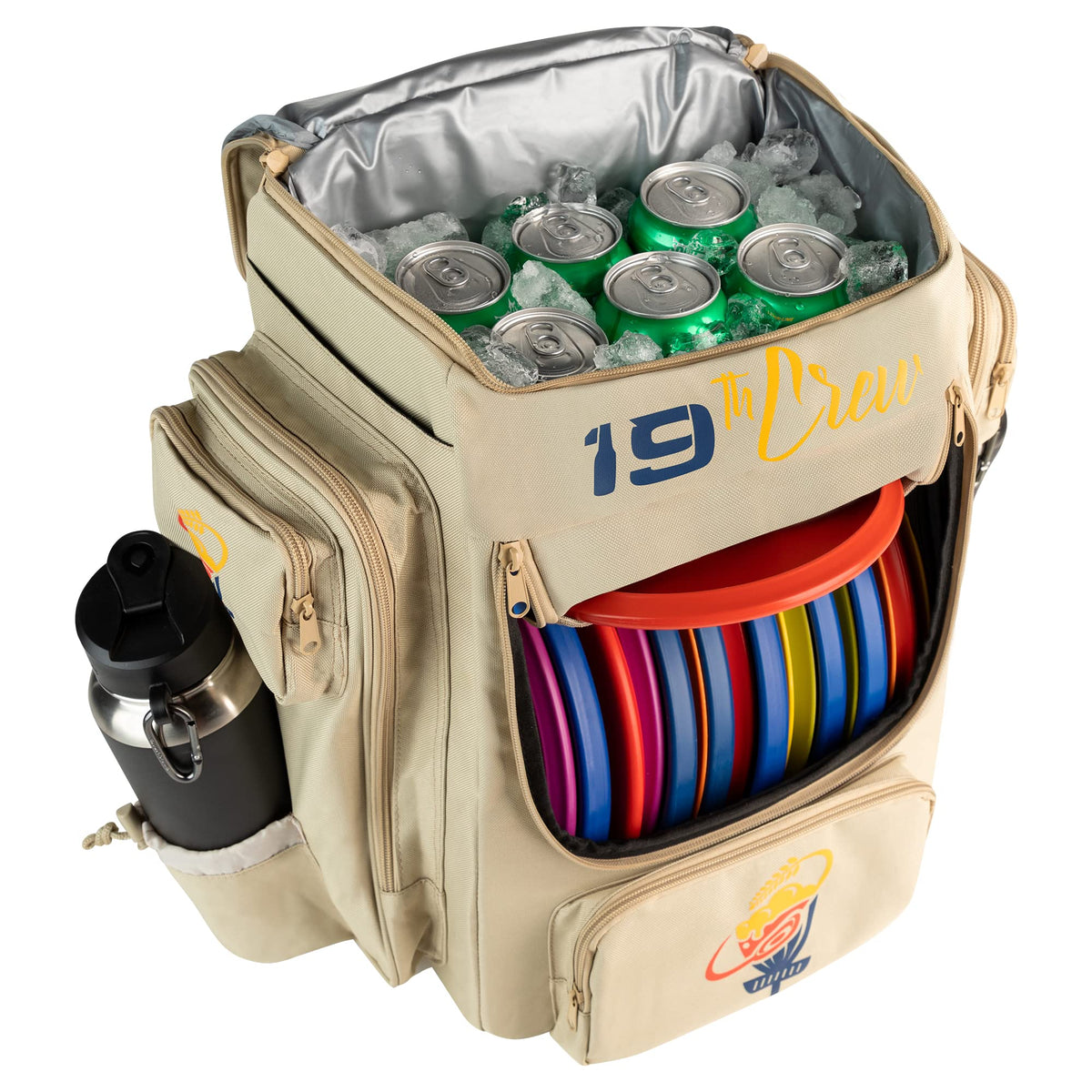 19thCrew disc golf backpack with main-compartment keeps discs organized and accessible