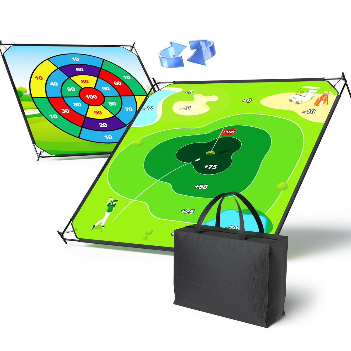 1GoTo-G Battle Golf Chipping Board ready for family play and quick setup.