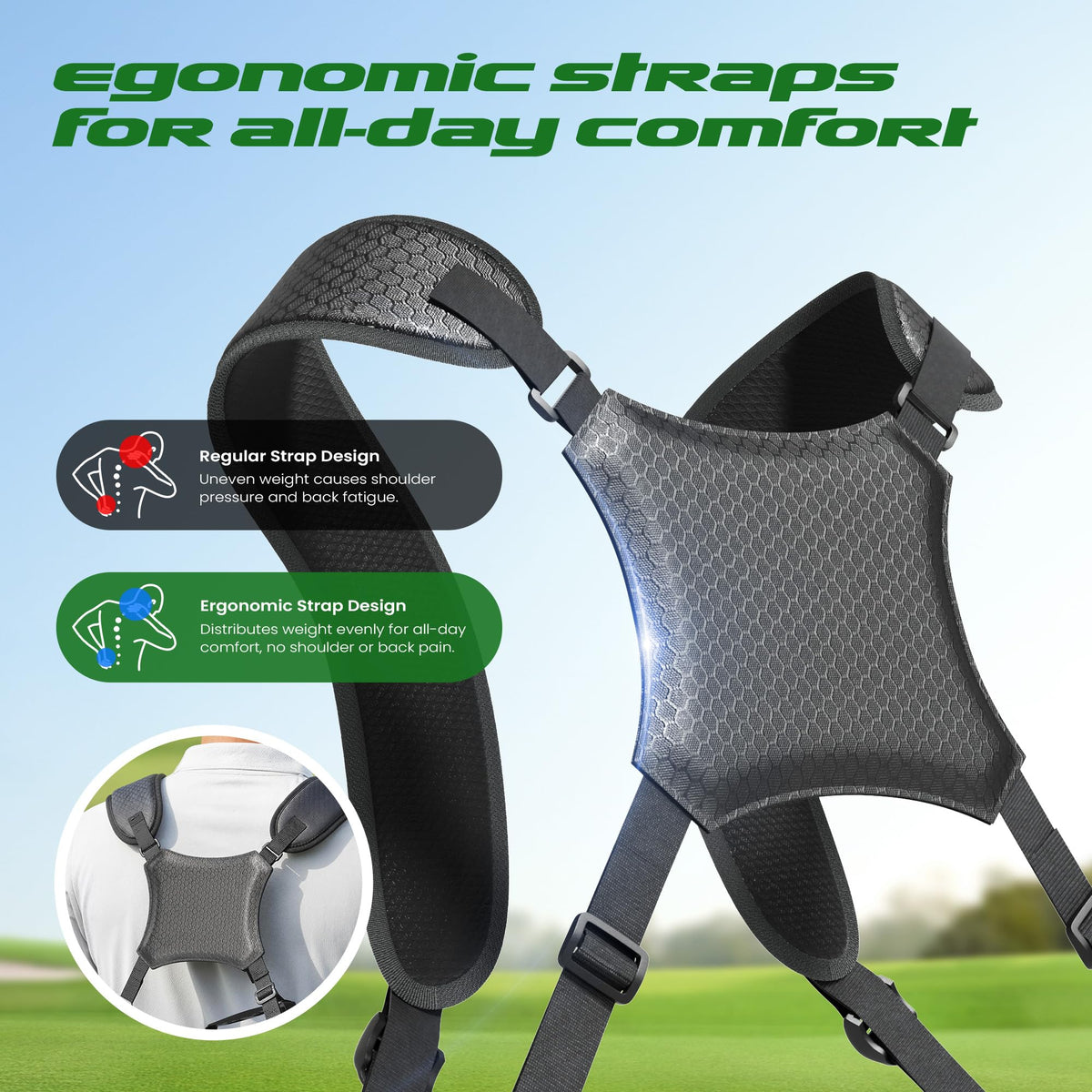 1GoTo-G Junior Golf Stand Bag with 4-way dividers keeps clubs neatly separated.