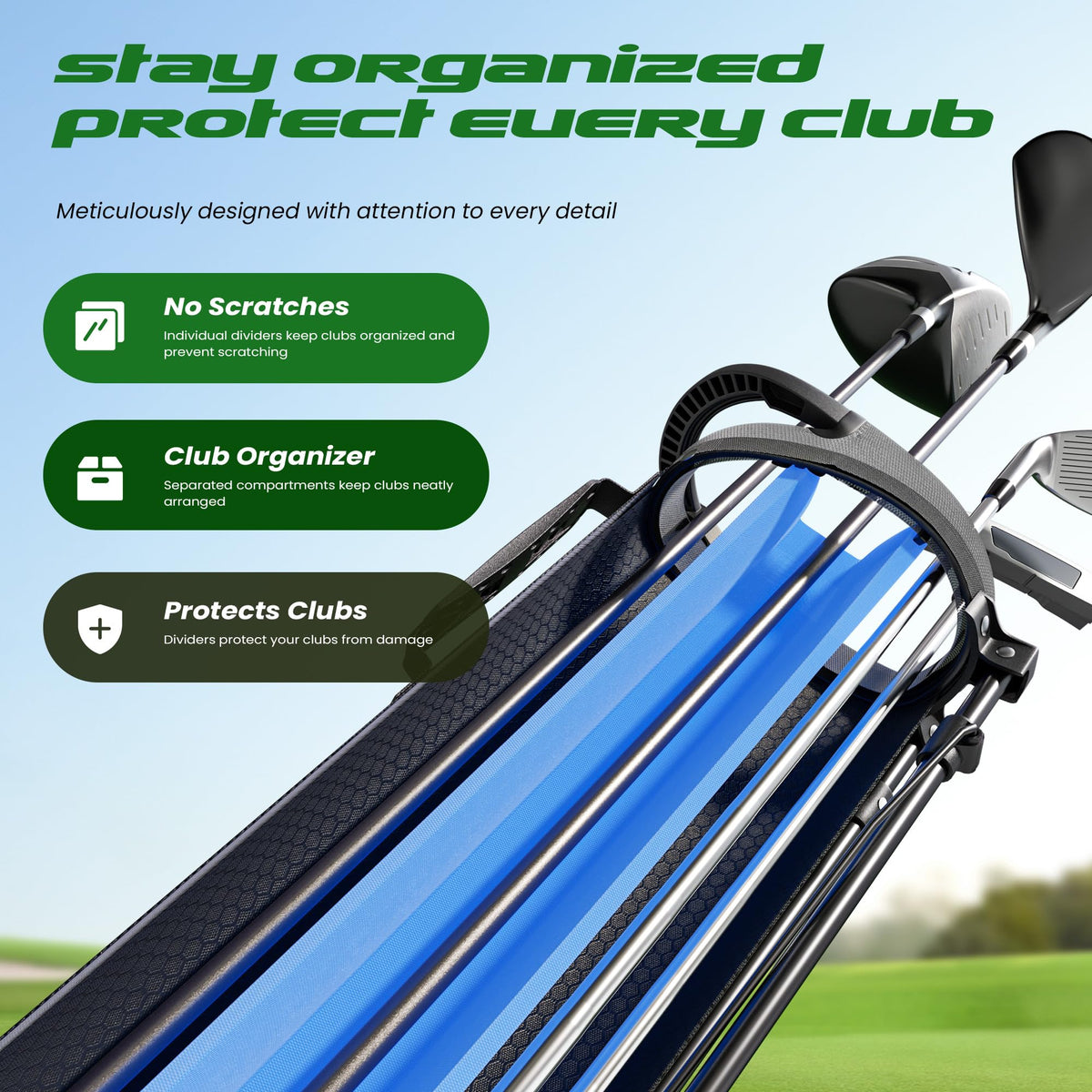 1GoTo-G Junior Golf Stand Bag USB port for on-course charging.