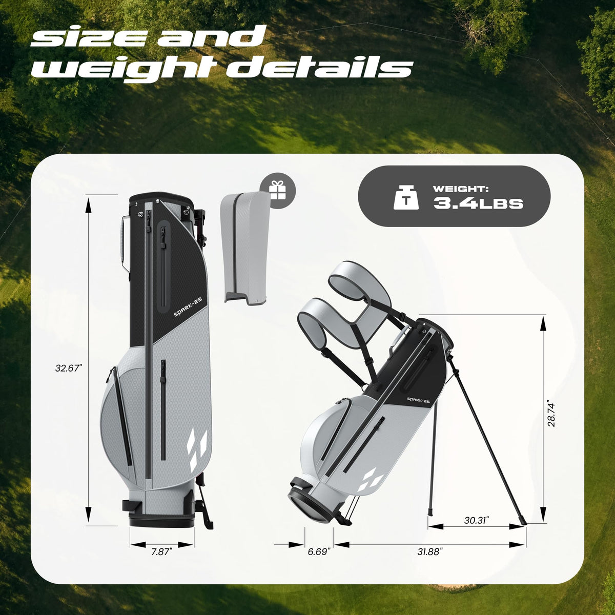 1GoTo-G junior golf stand bag back view emphasizing balance and support.