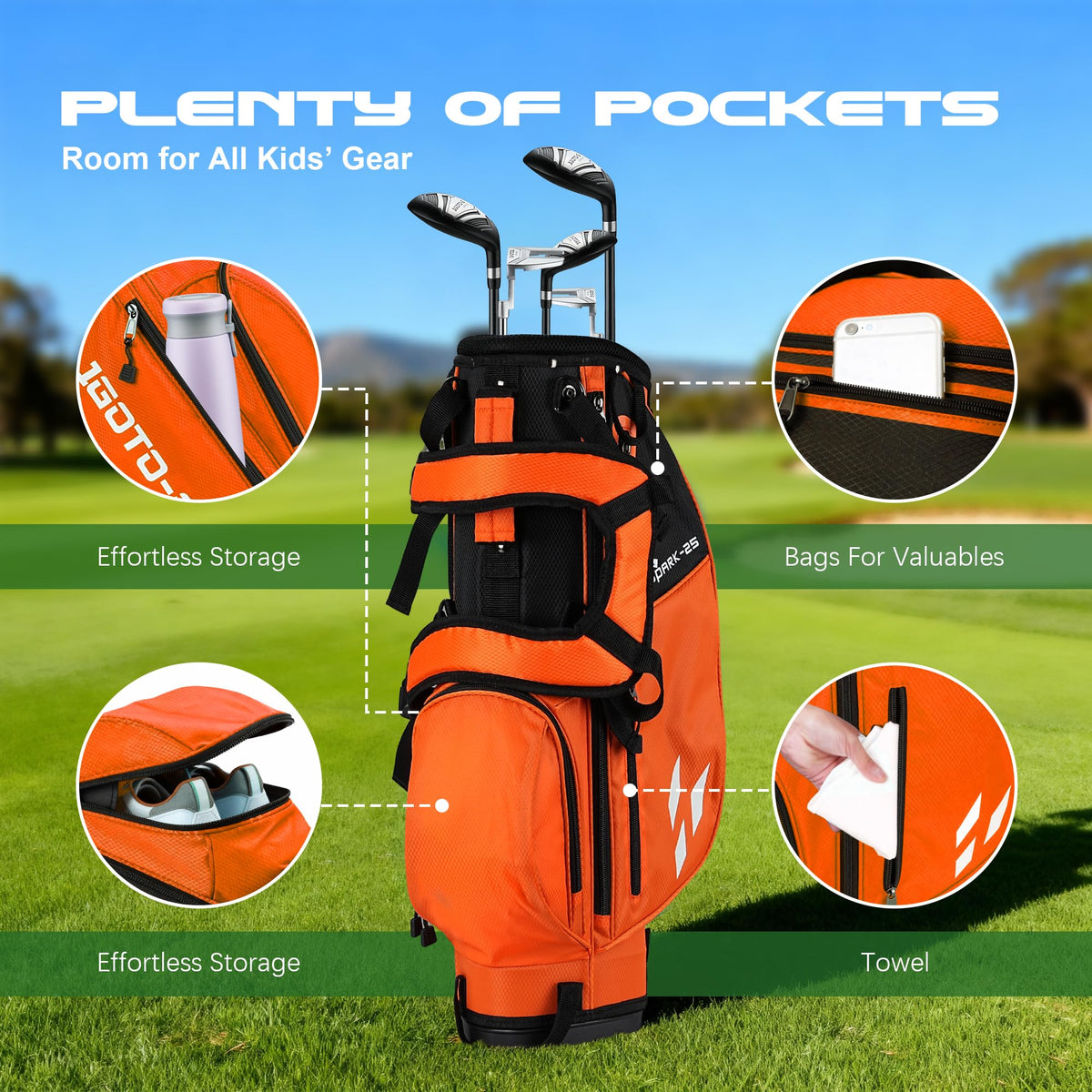 1GoTo-G Junior Golf Stand Bag on-course use, lightweight option for kids.