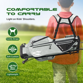 1GoTo-G junior golf stand bag pockets close-up demonstrating ample storage.
