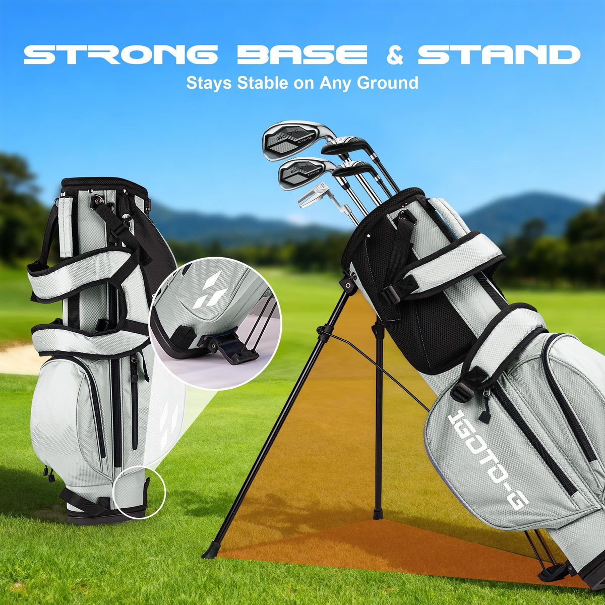 1GoTo-G junior golf stand bag rain hood protecting clubs in wet weather.