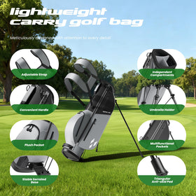 1GoTo-G junior golf stand bag side pocket with balls and gloves ready.