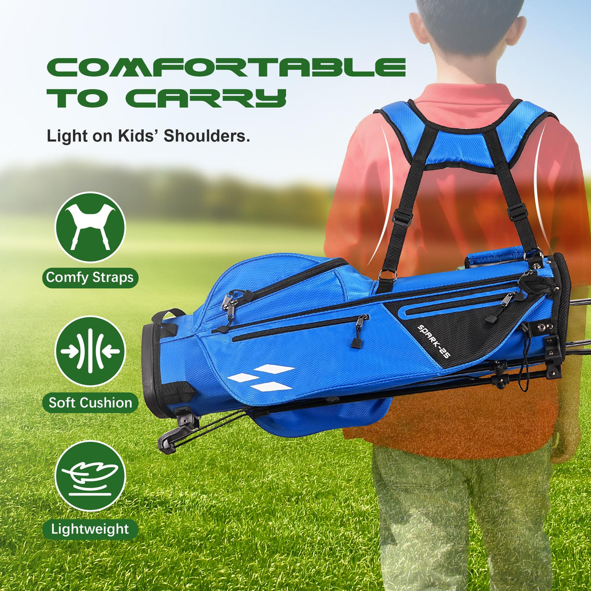1GoTo-G Junior Golf Stand Bag side pockets for easy access to essentials