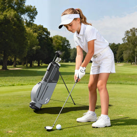 1GoTo-G junior golf stand bag top divider highlights 3-way layout for easy club selection.