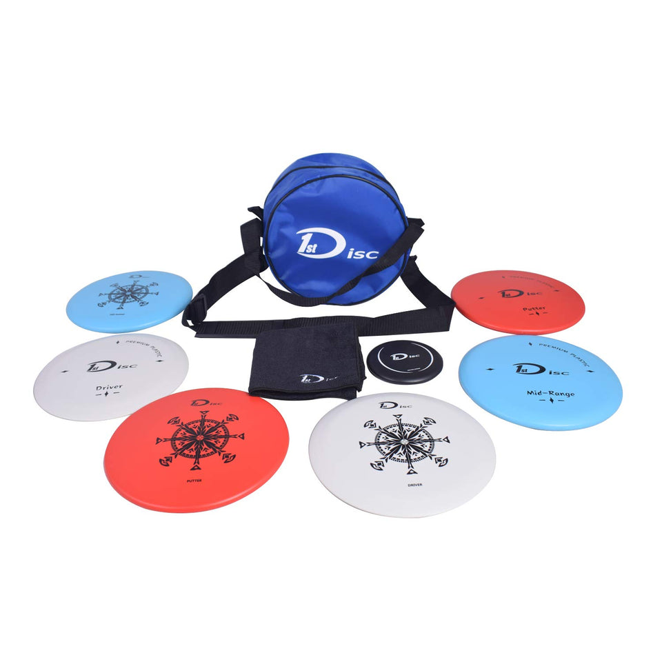 1st Disc blue starter bag shown, a compact carry solution for outdoor games