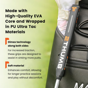 2 Thumb Octotech 36 putter grip black, EVA core with PU coating for comfortable feel.