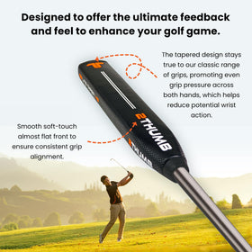 2 Thumb OG Taper Lite 43 putter grip in hand illustrating comfortable handling