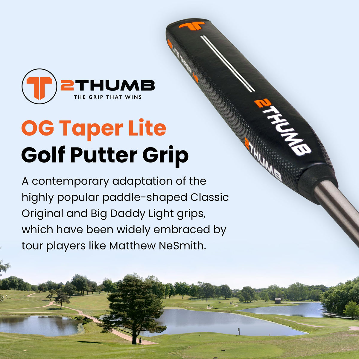 2 Thumb OG Taper Lite 43 putter grip side view highlighting textured surface for a steady grip