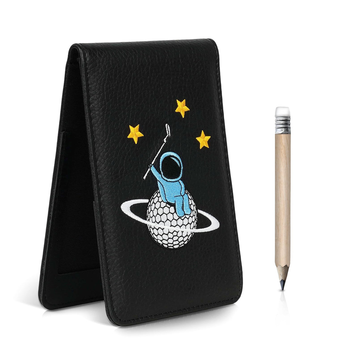 2thpart astronaut embroidery on golf scorecard holder front view