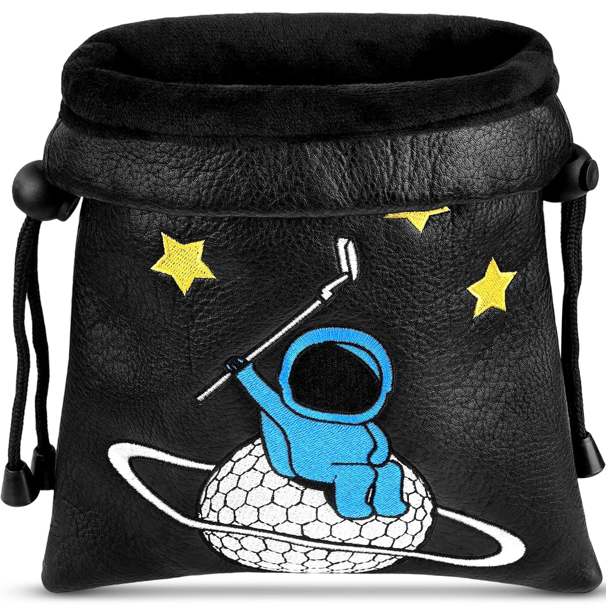 2thpart Astronaut Golf Valuables Pouch Bag close-up drawstring detail for secure storage.