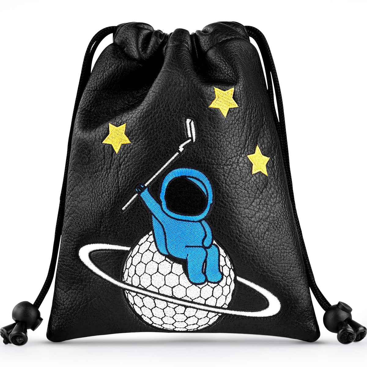 2thpart Astronaut Golf Valuables Pouch Bag front view showing sleek design and ample storage.