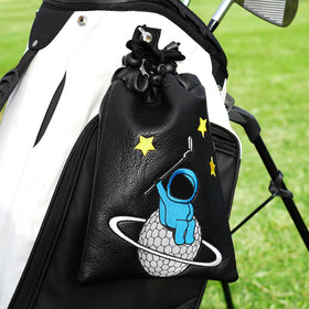 2thpart Astronaut Golf Valuables Pouch Bag pairs with head covers for a styled bag.
