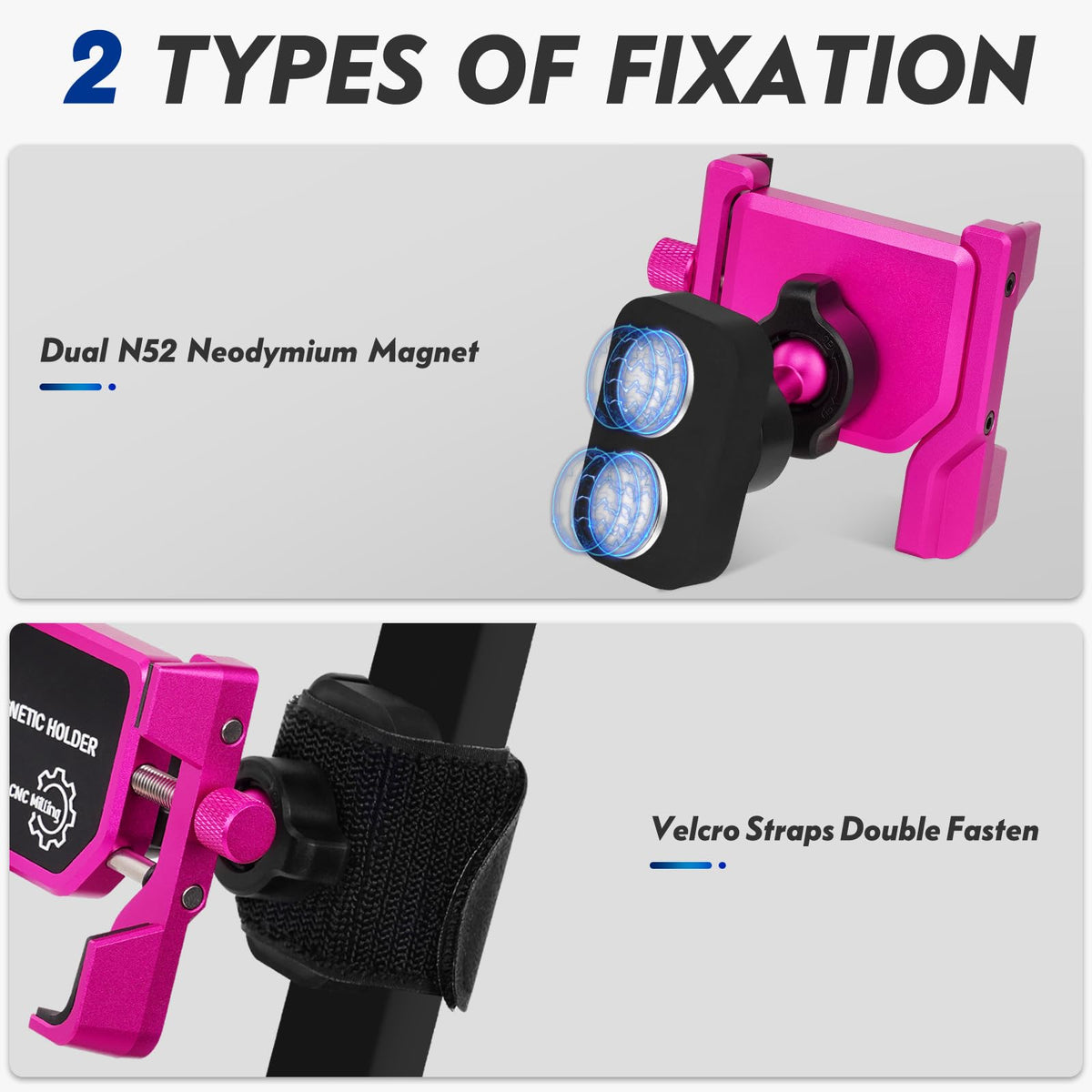 2thpart dual-magnet velcro-fixation demonstrates secure attachment for busy rides.