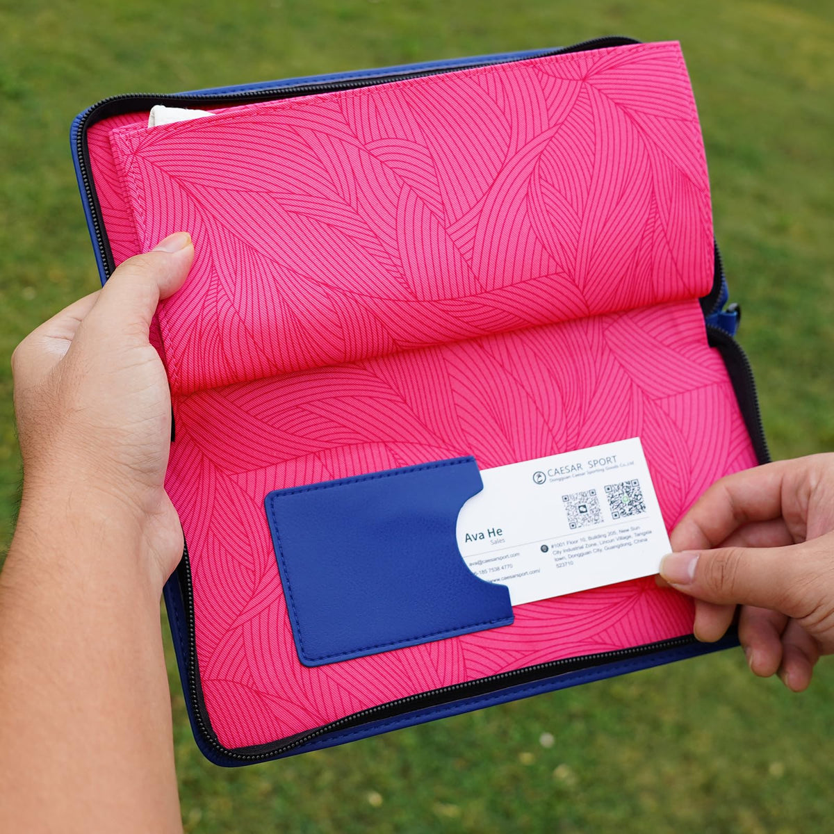 2thpart Inside zippered valuables pouch protects small items during rounds.