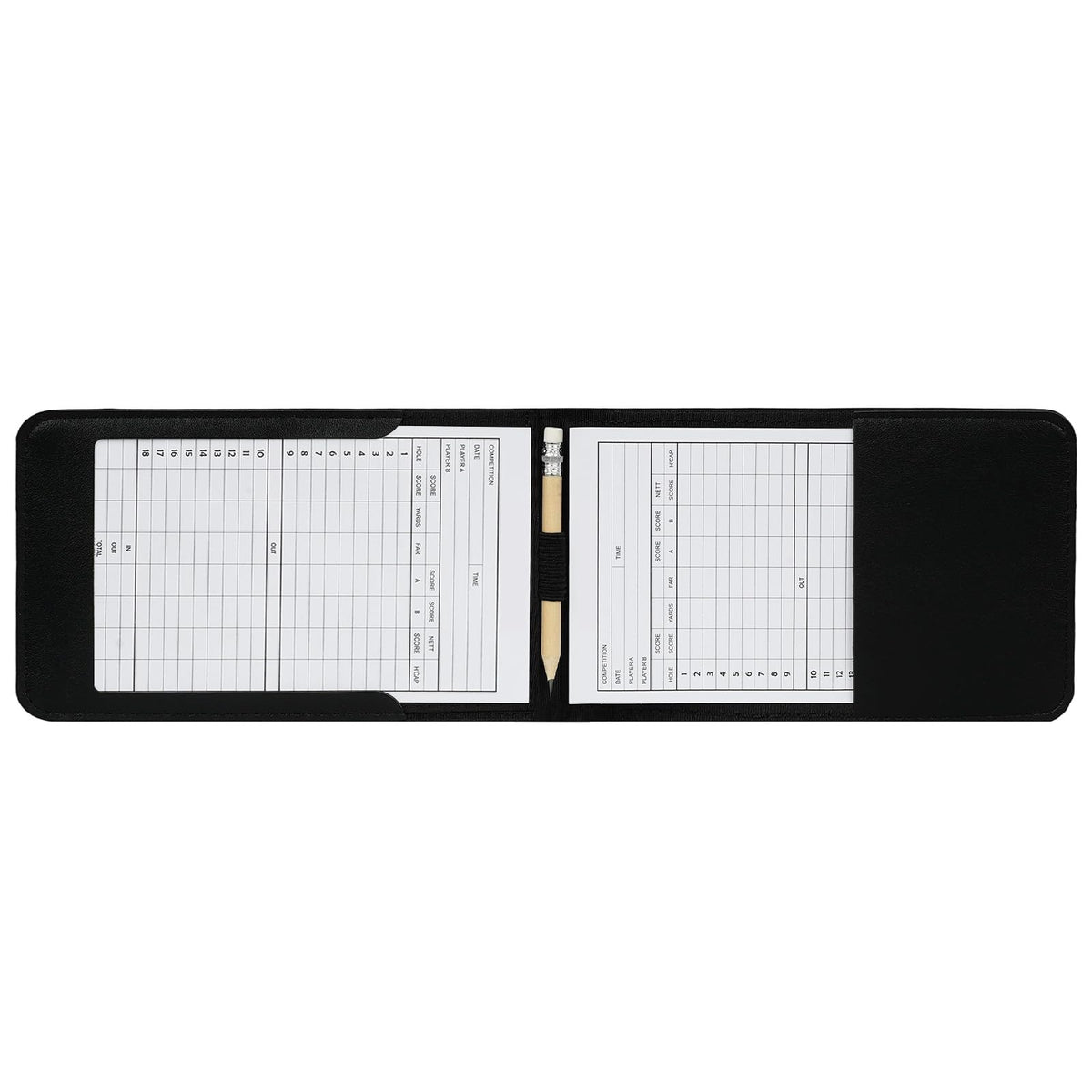 Pencil included with 2thpart scorecard holder for on-course scoring