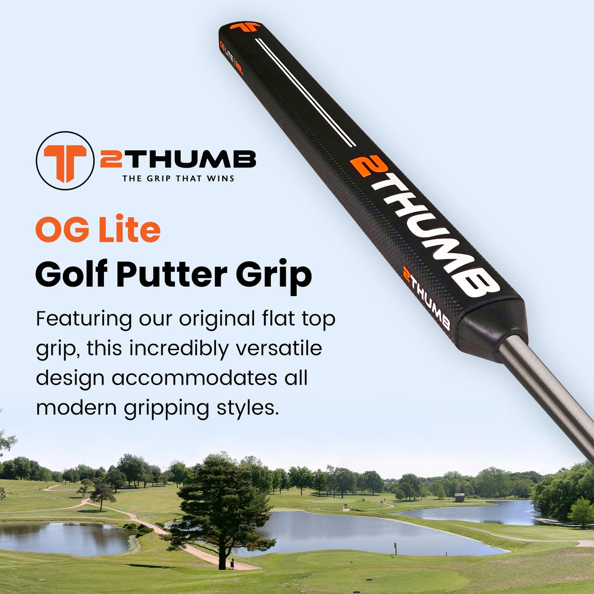 2 Thumb OG Lite 35 putter grip black side texture promotes even grip pressure