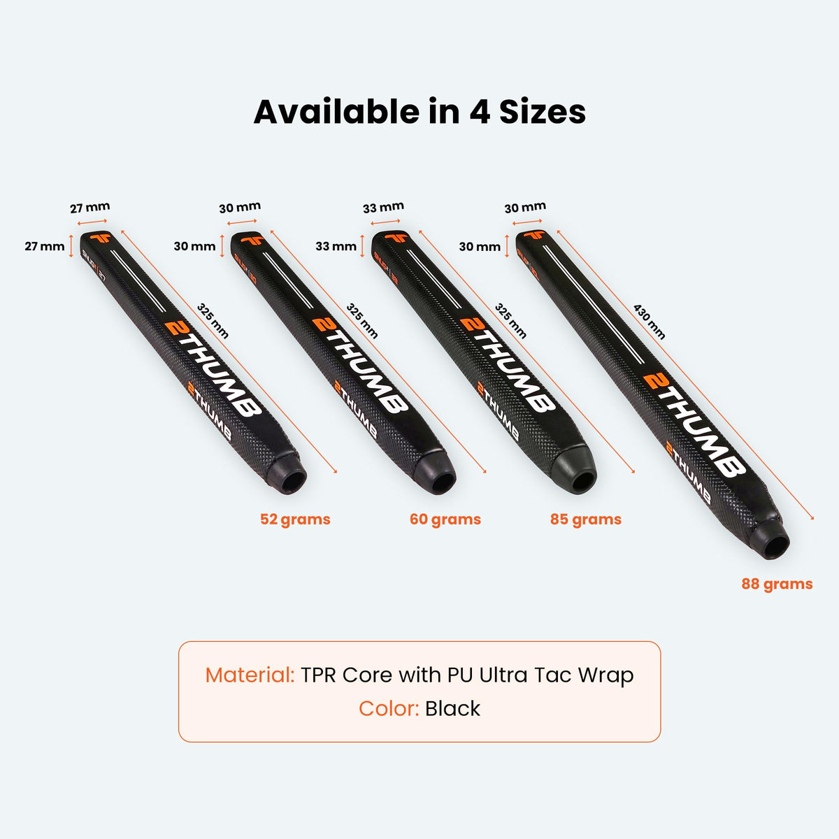 2 Thumb Snug SQ 27 putter grip featuring Dimax traction for stable grip.
