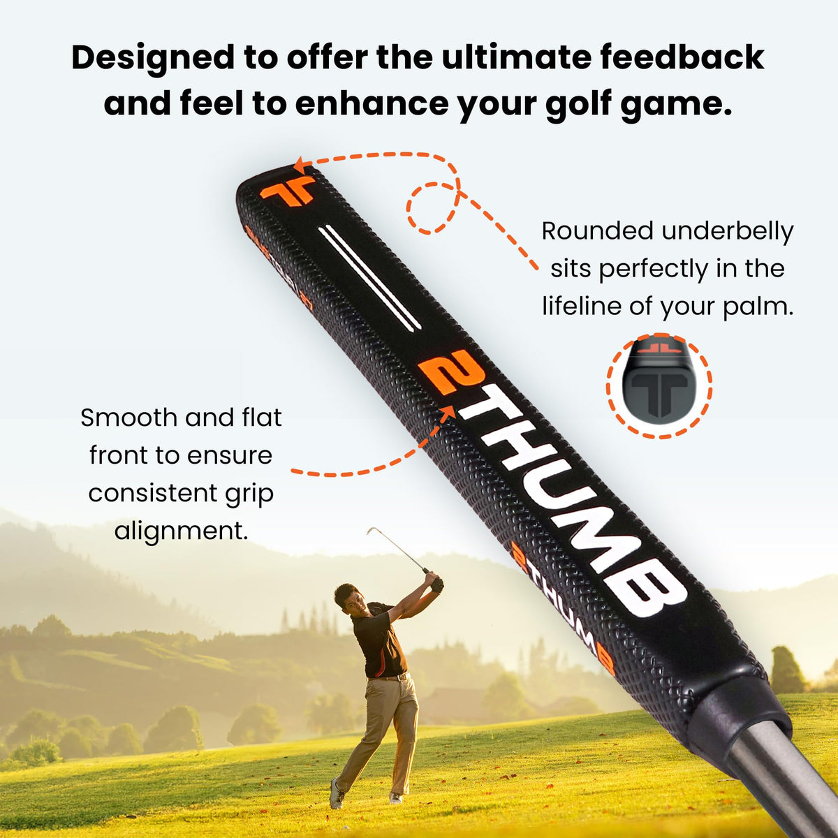 2 Thumb SNUG TOUR 30 grip texture detail for confident putting.