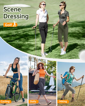 33,000ft lightweight capri pants show moisture-wicking comfort for active days.