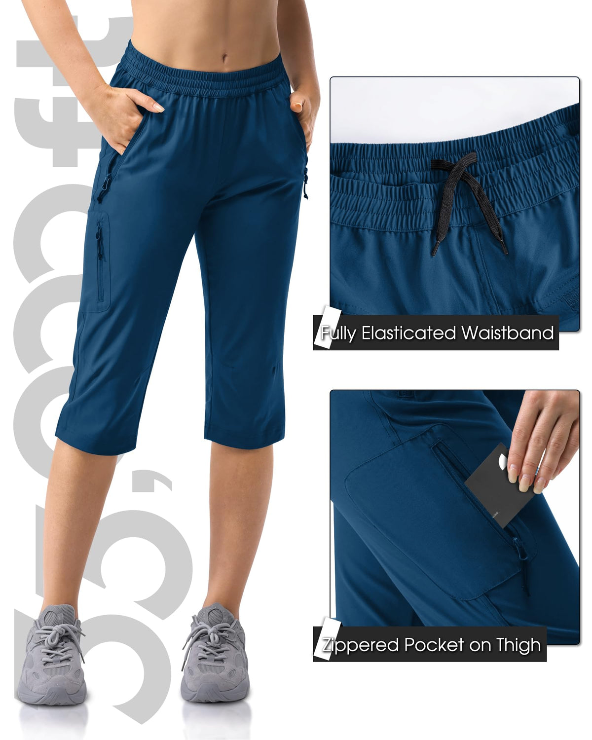 33,000ft capri pants UPF 50+ sun protection for sunny outdoor workouts.