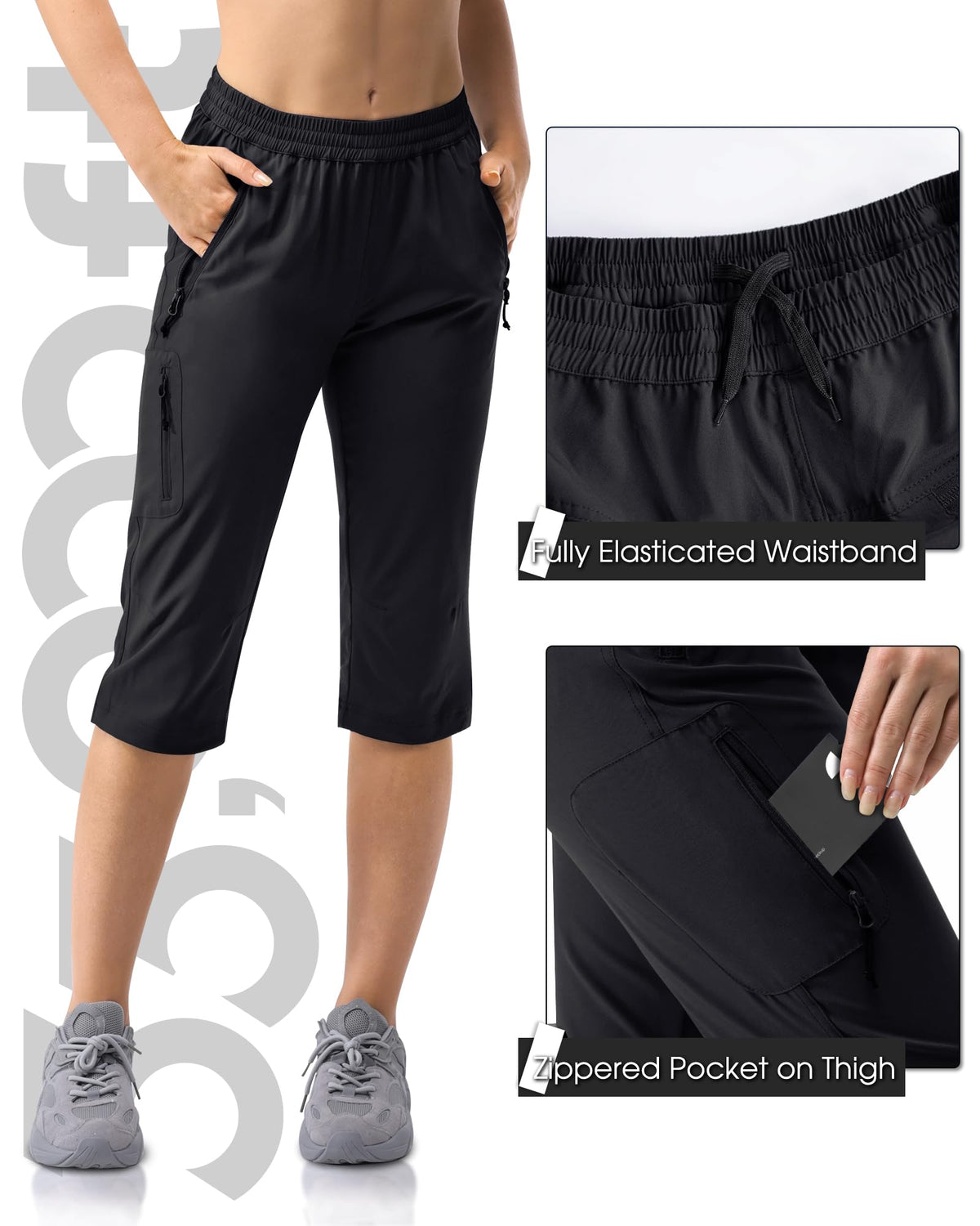33,000ft four-way stretch capri pants for unrestricted movement.