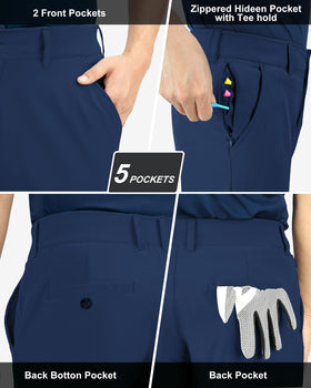 33,000ft men's golf pants back pockets provide easy access to scorecards and essentials.