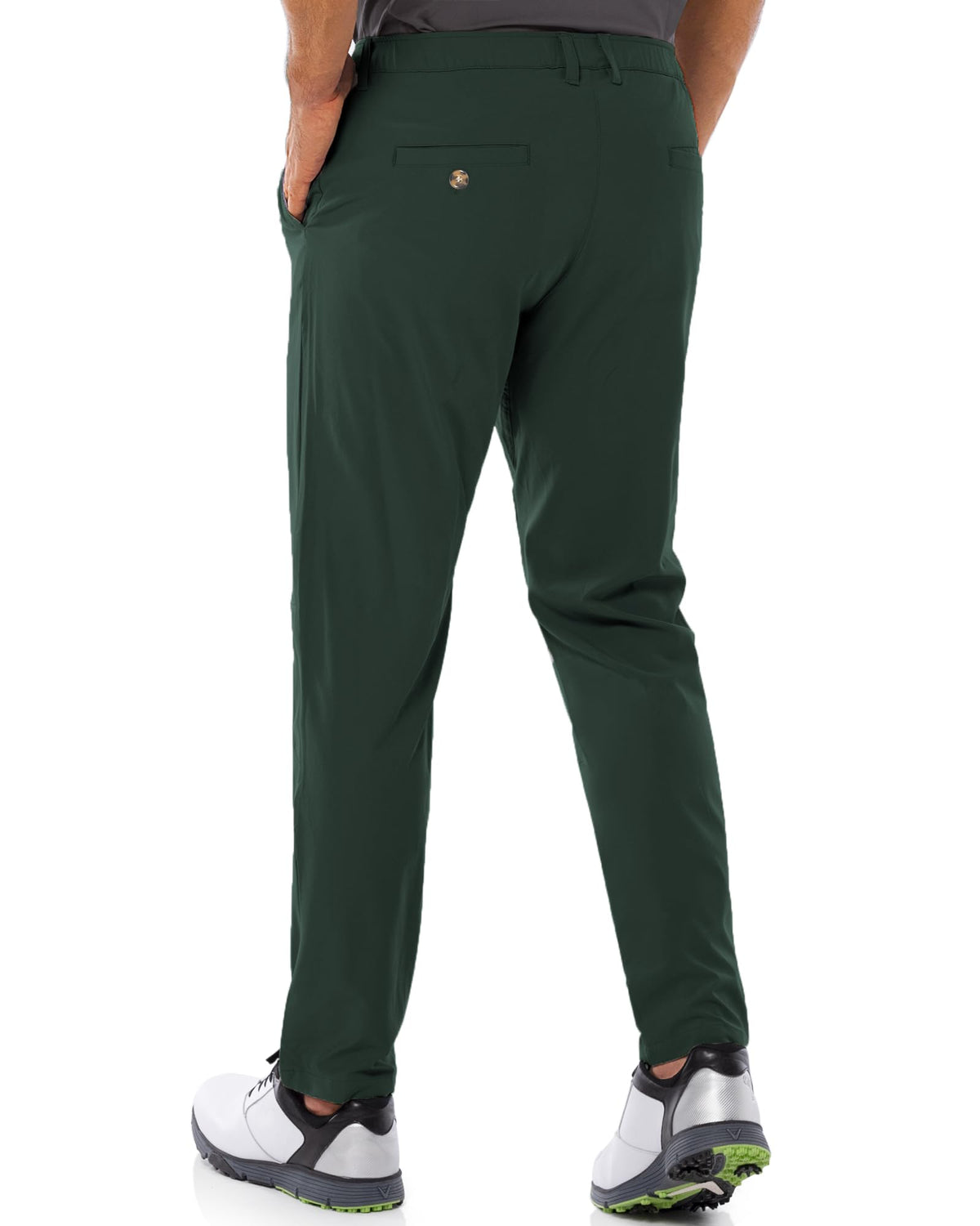 33000ft men's golf pants back pockets highlighting secure storage for scorecards and tees