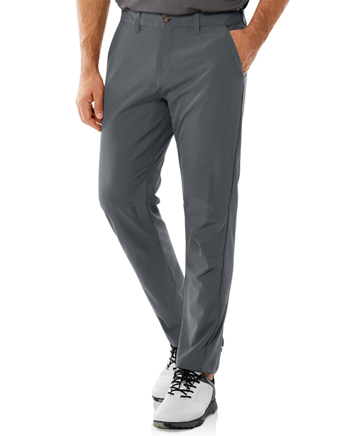 33,000ft men's golf pants front view showing stretch fabric for smooth swings