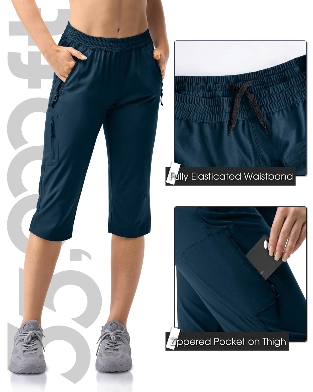 33,000ft women's golf capri pants with four-way stretch for freedom of movement