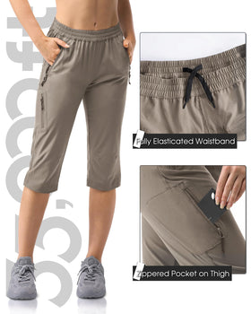 33,000ft four-way-stretch capri pants enabling easy movement for golf and hiking
