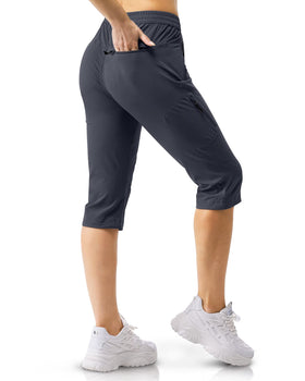Close-up of 33,000ft capri pants zipper pockets securing essentials during workouts.