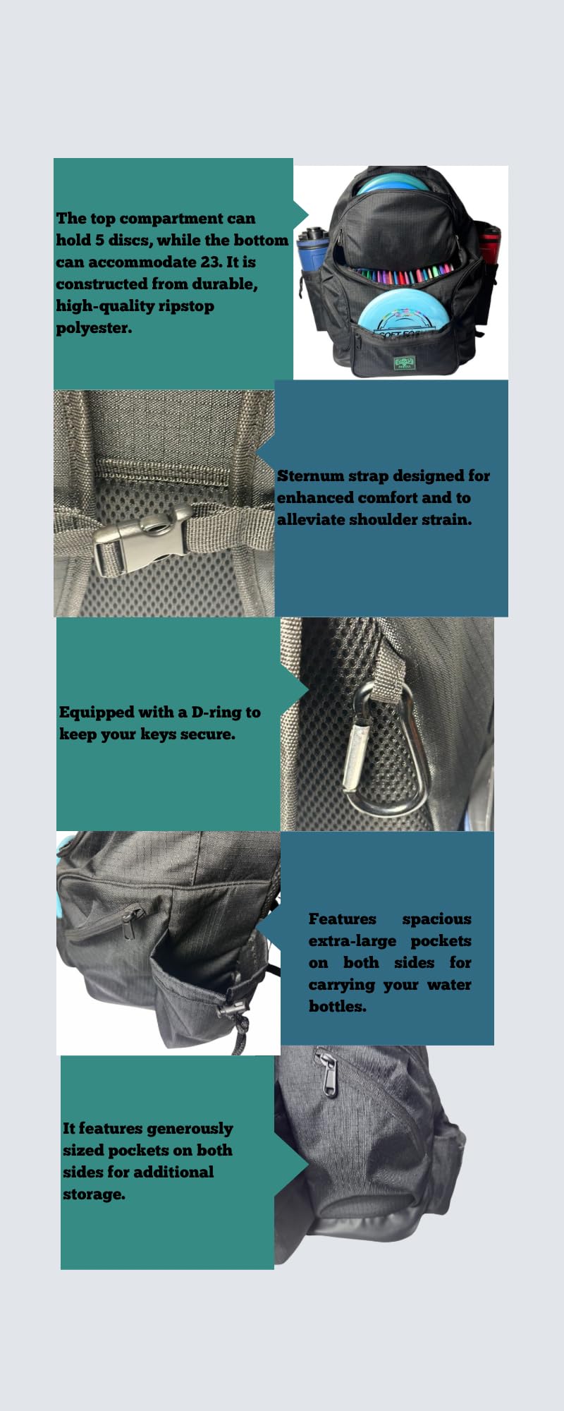 3Skull SK2 multiple pockets for phone, scorecard, and towels