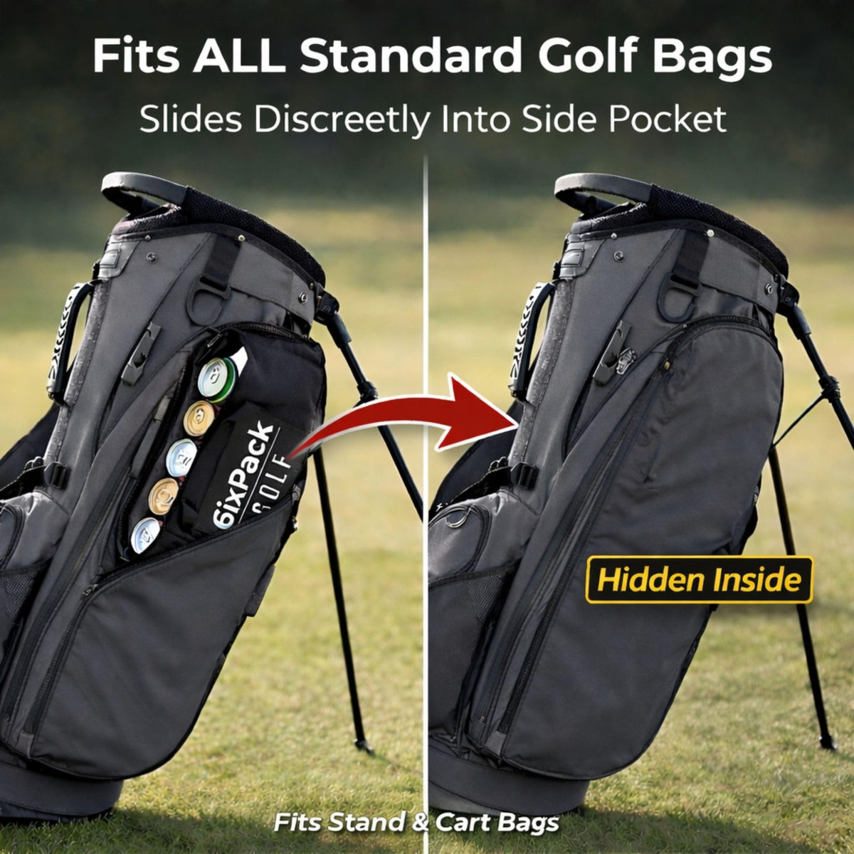 6ixPack Golf Cooler Bag side pocket, convenient extra storage