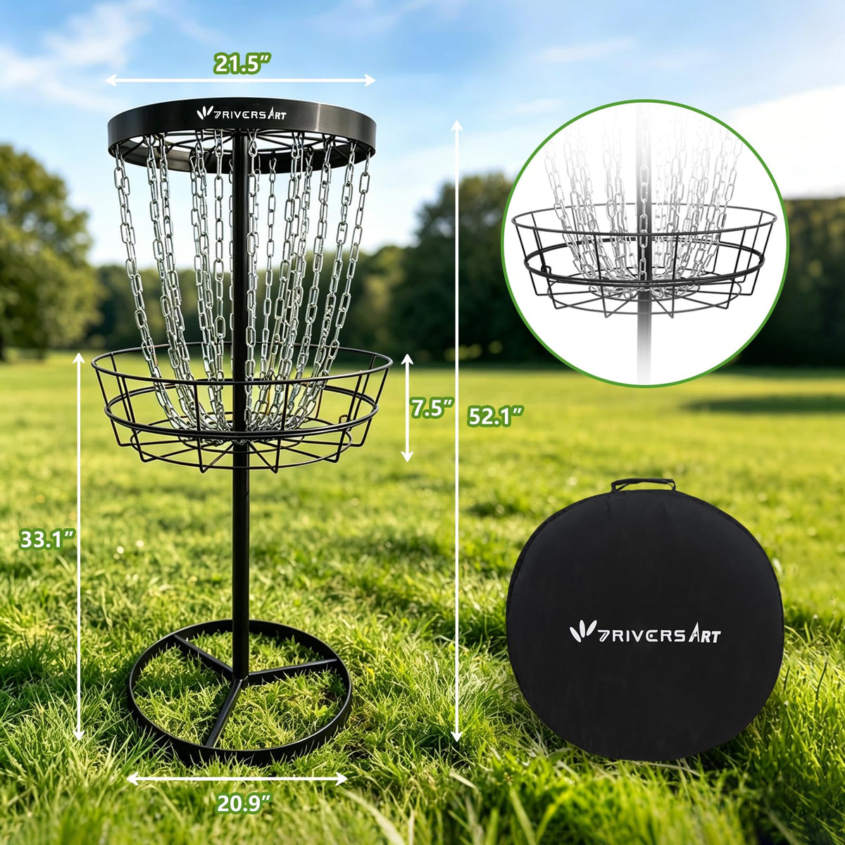Stable 21-inch base on the 7RiversART basket for steady practice