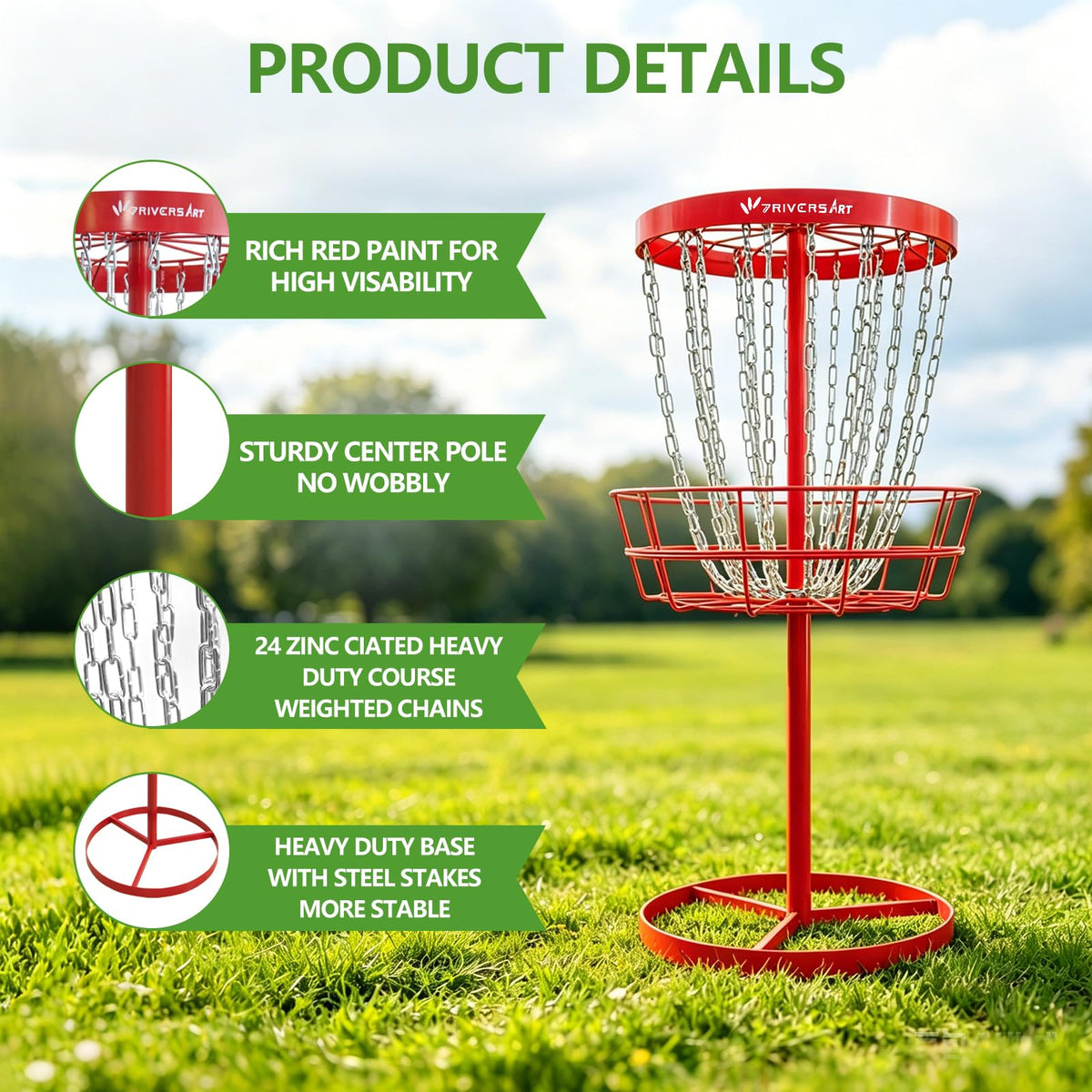 7RiversART 21-inch tripod base stays stable on grass or sand.