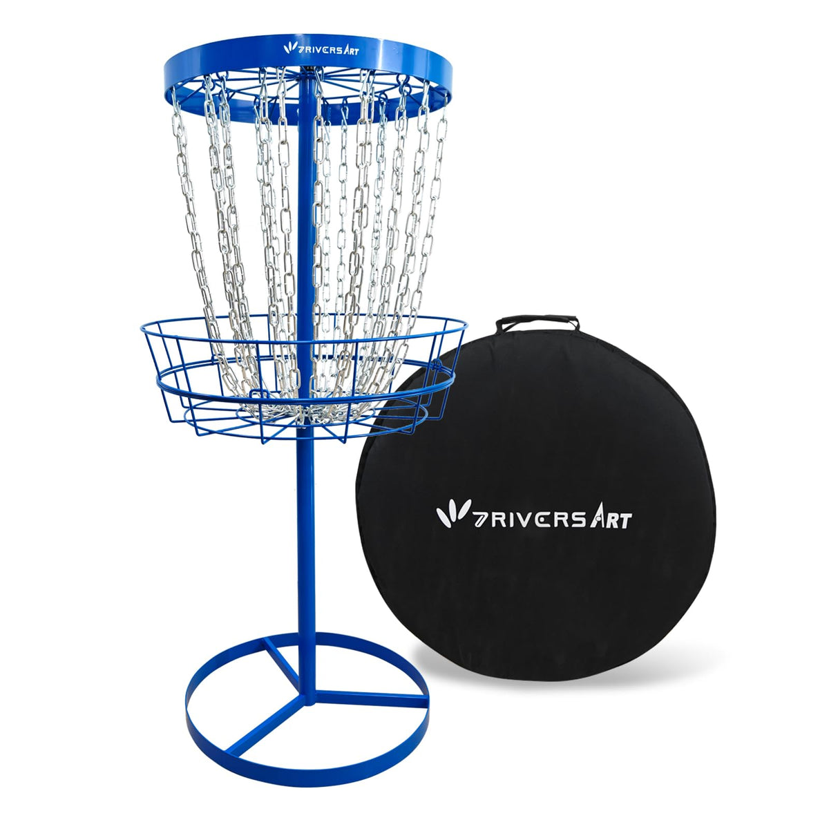 7RiversART portable disc golf basket with 24 chains for reliable catches