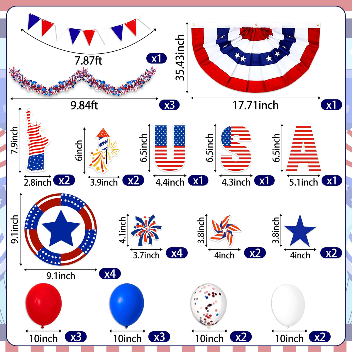 80UncleKimby red white blue tinsel garlands offering lightweight easy-to-mold decor